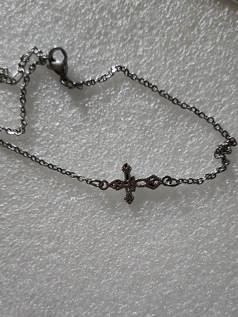 Delicate Silver Cross Chain Bracelet / Anklet